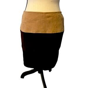 XOXO Junior's Skirt size 9 Color Block Camel and Black Knee Length Zip USA Made